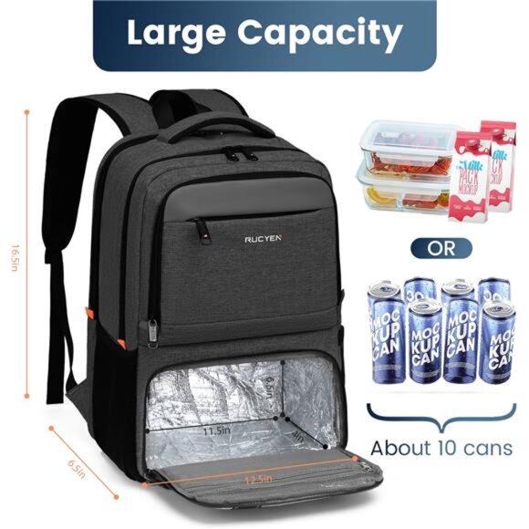 Lunch Backpack, Insulated Cooler Backpack Lunch Box for Men Women, 15.6 Inches - Picture 2 of 7